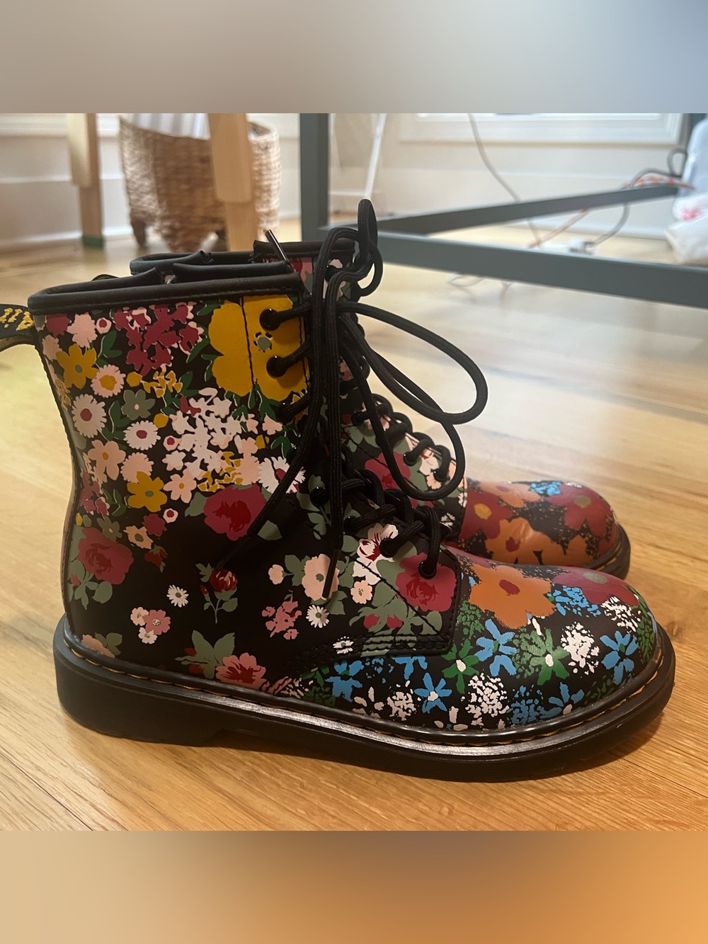 Dr. Marten's Floral Lace-Up Boots - Black Multi Floral